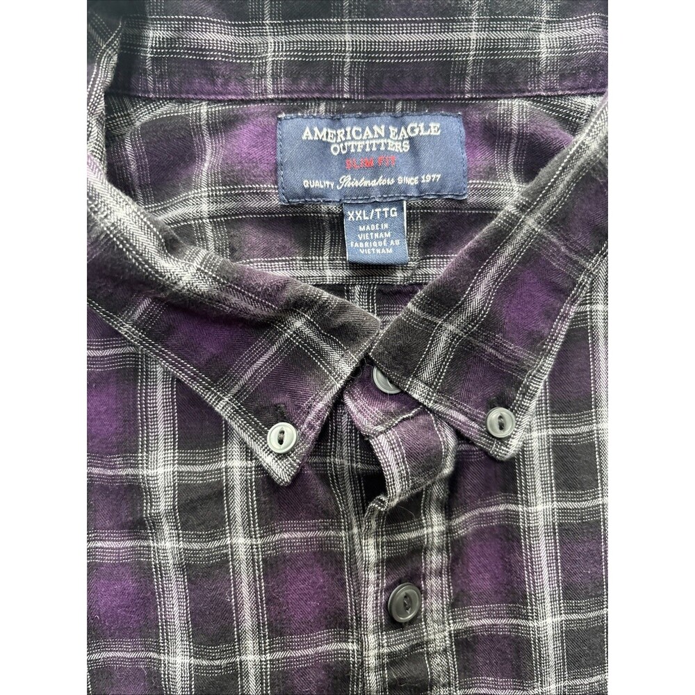 American Eagle Outfitters Slim Fit Plaid Button Down Shirt XXL Cotton Casual - Picture 3 of 7